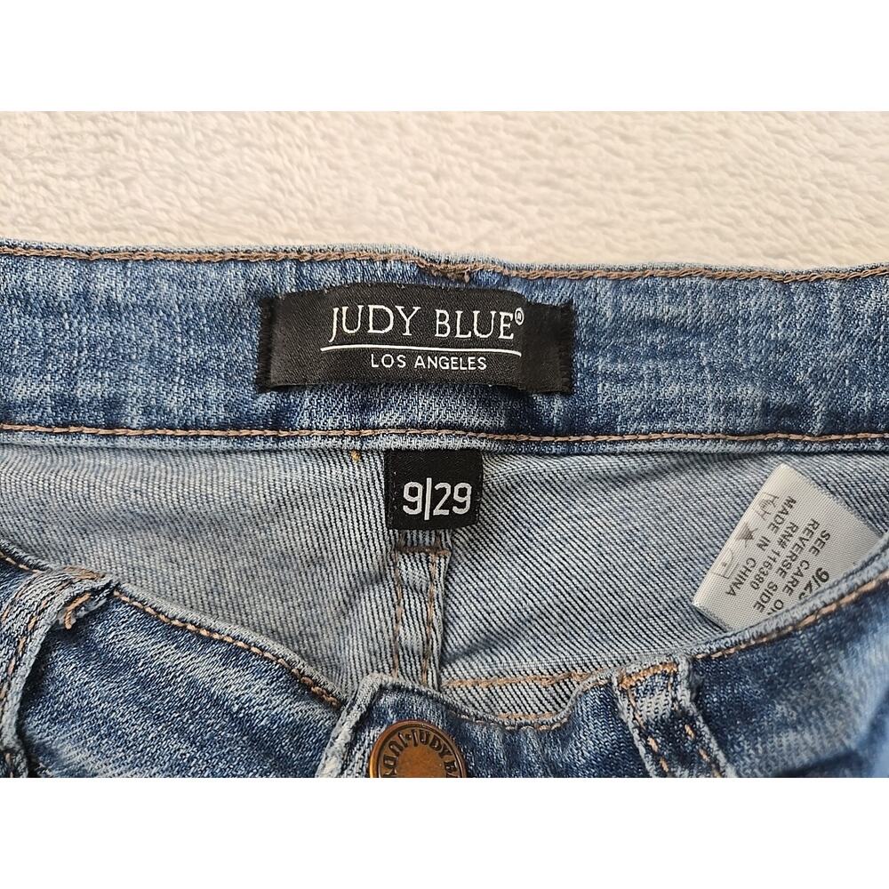 Judy Blue High-waisted Cropped Skinny Jeans Womans Sz 9/29 JB88259 Frayed Cuffs - Picture 3 of 14
